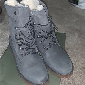 Grey Fleece Fold Down Timberlands